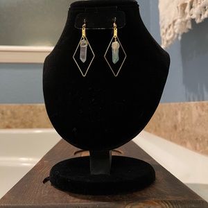 NWOT Aura Quartz Diamond Earrings